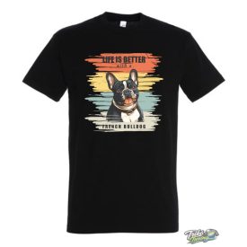 LIFE IS BETTER WITH A FRENCH BULLDOG FÉRFI PÓLÓ FEKETE
