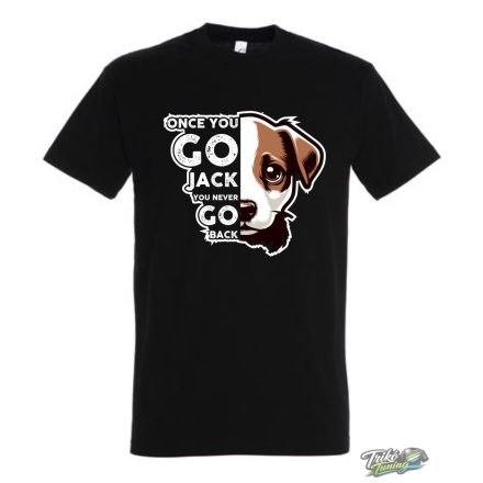ONCE YOU GO JACK YOU NEVER GO BACK FÉRFI PÓLÓ FEKETE