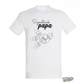 Szeretünk Papa kezek ökölben férfi #1 fehér