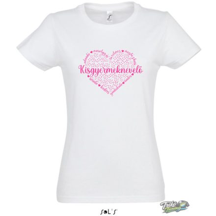 KISGYERMEKNEVELŐS SZÍVES NŐI PÓLÓ FEHÉR