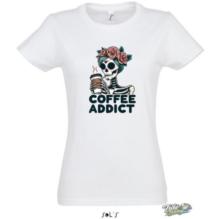 COFEE ADDICT NŐI PÓLÓ FEHÉR